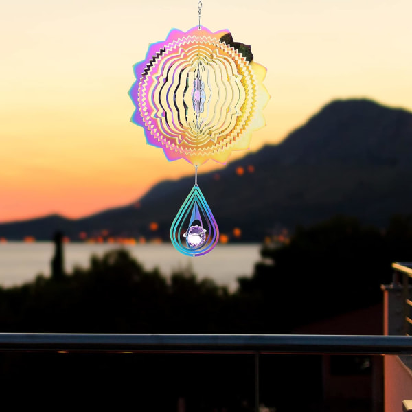 Riippuva tuulipyöri 6 tuuman ruostumattomasta teräksestä 3D värikäs Art Kinet