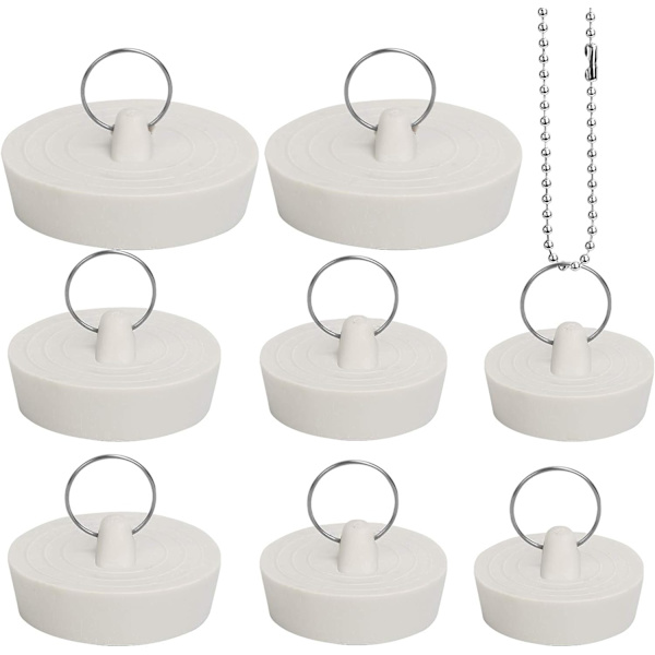 8 st gummispolstift för diskho med ring, köksavloppsplugg för avlopp i badrumshandfat 2,8 cm 3,2
