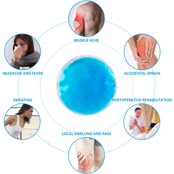 8-pakning ispose, øyemaske, øyebeskyttelse, PVC varm/kald kompress, gjenbrukbar, rund blå ispose, øyespa, liten gelispose.
