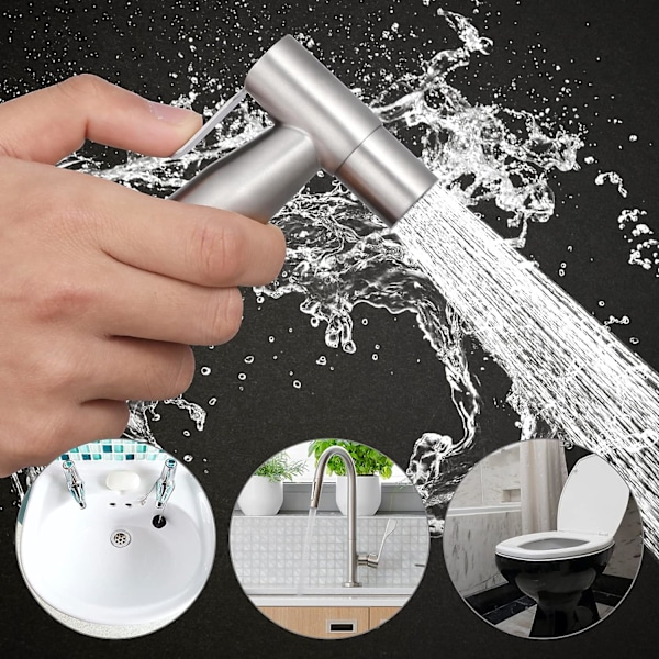 Toalett Bidet Sprayer Huvud Rostfritt Stål Dusch Douche Sprayer Huvud, Badrum Dusch Bidet Kran För Toalett Rengöring Husdjur Bad Tyg Blöja Tvätt (S