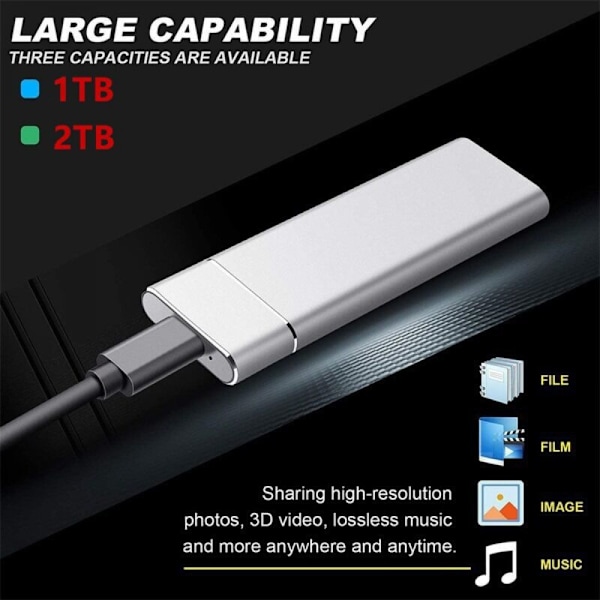 Hårddiskkabinett, M.2 NGFF USB C SSD-kabinett USB3.0 5 Gbps Höghastighetsöverföring USB 3.1 10 Gbps Typ C Metall Extern Hårddiskfodral för Win 7 10