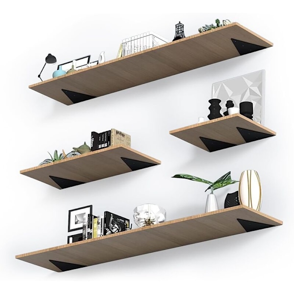 4 kpl Näkymättömiä kolmiohyllynkannattimia kelluvalle tabletille Kelluva 100 x 80 mm seinäsuoja raudasta ruuveilla, musta