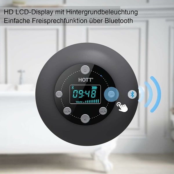 Duschradio Bluetooth 5.0 Vattentät Högtalare Trådlös Badrumsmusik