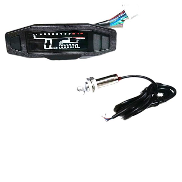 Universal motorsykkel digitalt turteller LCD-skjerm forgasser digitalt speedometer odometer med sensor
