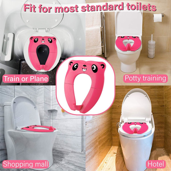 Baby Toiletsæde Reducerer - Rejse Foldbar Toiletsæde Bærbart Pottesæde Til Baby Børn (Pink)
