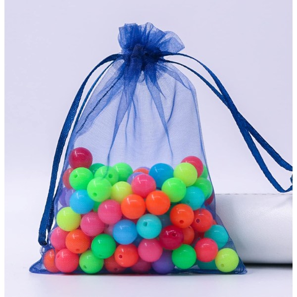 100 stk Organza gaveposer Bryllupsgaveposer, 90x120 mm/ 3,5 x 4,7 tommer Sheer Snøring Smykkeposer til Jul Ferie Bursdagsfest (N