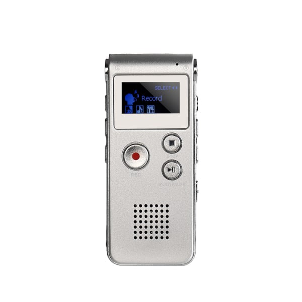(Silver) 8 GB bärbar digital inspelare med dubbla mikrofoner och M