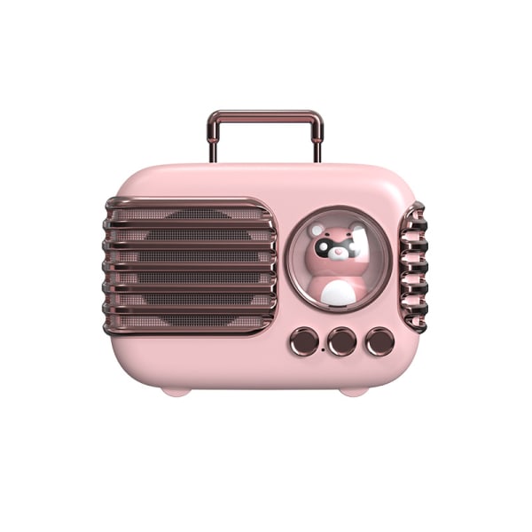 Kreativ retro bagage trådlös bluetooth-högtalare mini bärbar mobiltelefon subwoofer utomhus liten ljud rosa