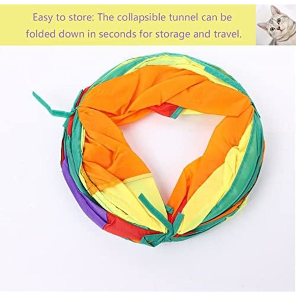 Hopfällbar 2-vägs kattunnel - Pop-up labyrinthus interaktiv leksak - Lektunnel för katt valp kanin smådjur