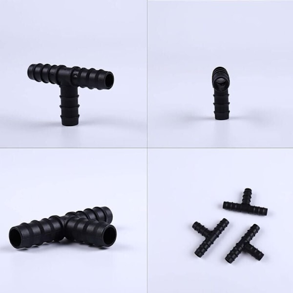 20 stk. Slangekoblinger for 16 mm vanningssystem T-stykke, 16 mm vanningsfittings T-stykker for slange, Slangekoblingssortiment Hagevanning Rør Inn