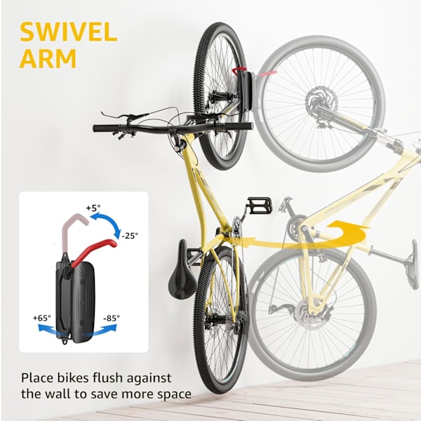 Pyörivä Polkupyörän Seinäteline - Tilaa Säästävä Pystyteline, Kestävä Ripustin, Kestää 30kg, Helppo Asennus - Punainen, 4 kpl