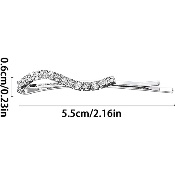 6-delad strass silver metallhårklämma, kristallhårklämma, slim fit Diamante strass för kvinnor och flickor