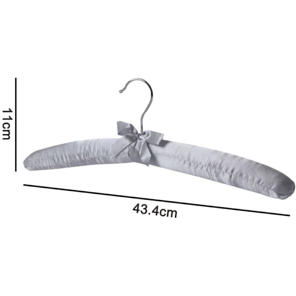 Set med 5 satin vadderade galgar, sektioner för tröja, bröllopsklänning, silkegalgar, mjukt tyg utan bula (grå)