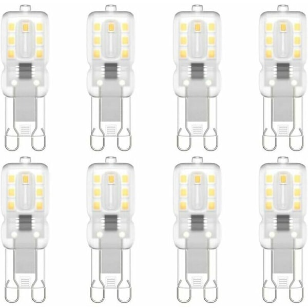 Lot med 8 LED pærer G9, G9 LED 220V Naturhvid 5500K 3W Halogenækvivalent 30W [Energiklasse E]