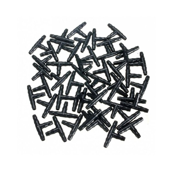 100 st T-stycke, 4/7mm T-koppling, PVC-bevattningskoppling