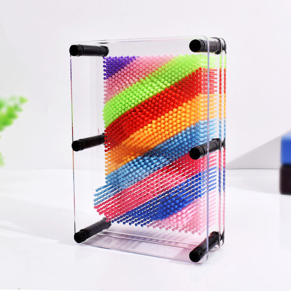 3D Pin Art Toy, Plast Pin Art Board Skrivbordsleksak Skulptur Kul Hantverk Kreativitet för Barn, Vuxna, Hem, Kontorsdekoration, Flerfärgad