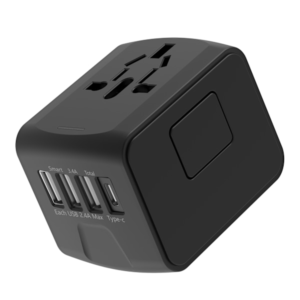 Universell reseadapter för Storbritannien/USA/EU/AUS/Kina/Japan 200 länder, med 4 USB-laddningsportar internationellt vägguttag AC-uttag för iPhone,