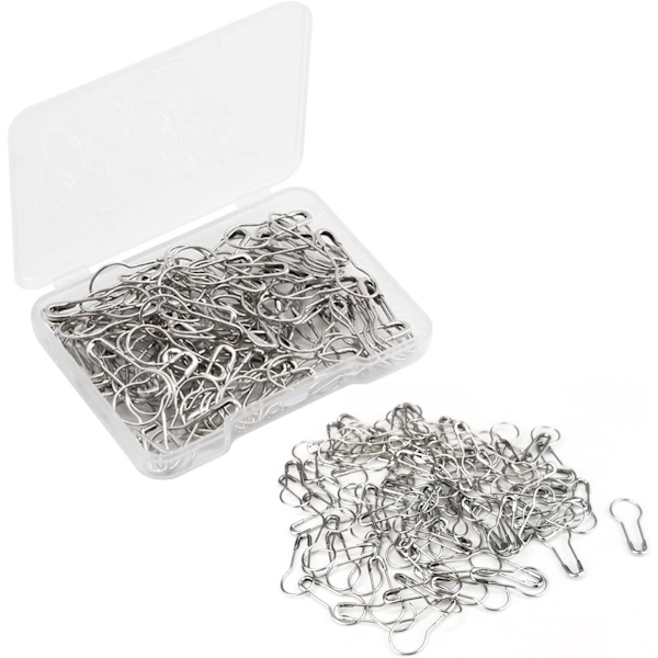 100 st metallnålspinnar stickmarkörer vattenflasksäkerhetsklämmor (silver)