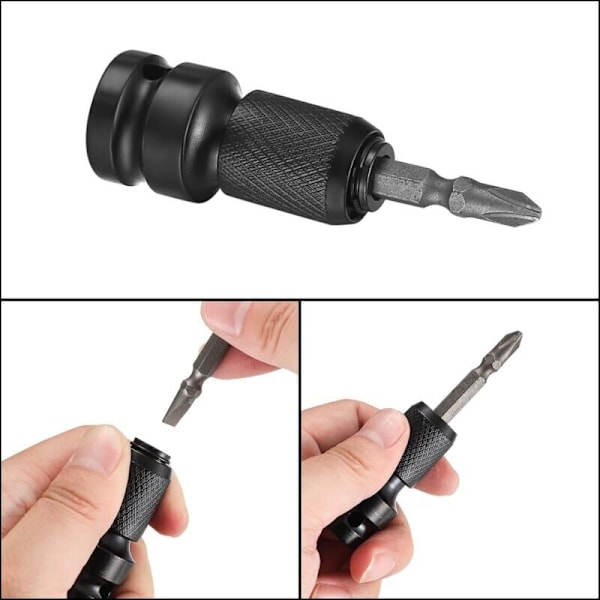 3 Stycken 1/2\" Fyrkant till 1/4\" Hex Hylsadaptrar, Snabbkopplingschuck Konverter Hex Spärrnyckel för Slagspärrnyckel och Skruvmejsel
