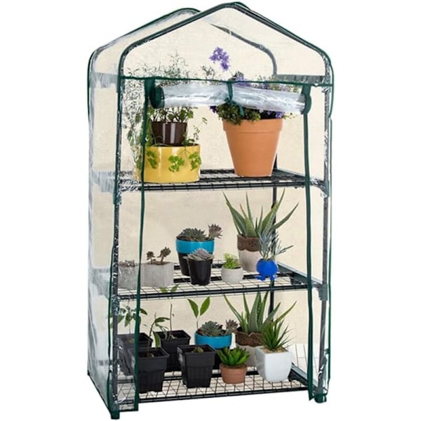 Litet överdrag med PVC-plast, portabelt växthus utomhus, används för odling av sådd och blommor, 3 lager, exklusive stöd (69 x