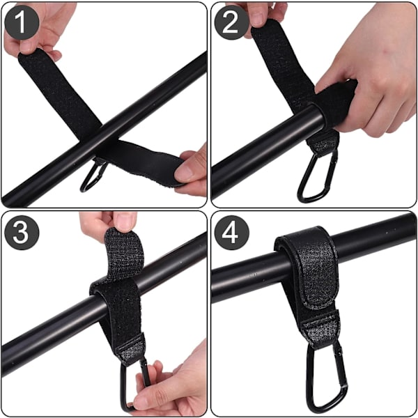 2 stk. Buggy Clips, Svart Barnevognkroker, Baby Barnevognkrok, Barnevognklips for å Henge Handleposer eller Bleievesker på Barnevognen eller