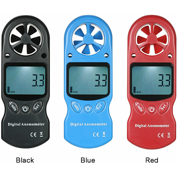 Mini digitalt multifunktions anemometer Bærbar temperatur- og hygrometer (sort)