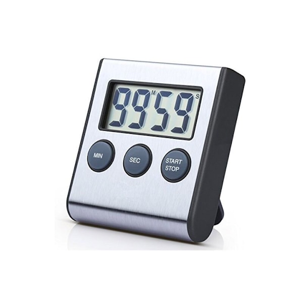 Mini digital timer, 24-timmarsformat, nedräkning och stoppur, för matlagning, sport, studier, möten, parkering, medicinsk behandling i rostfritt stål
