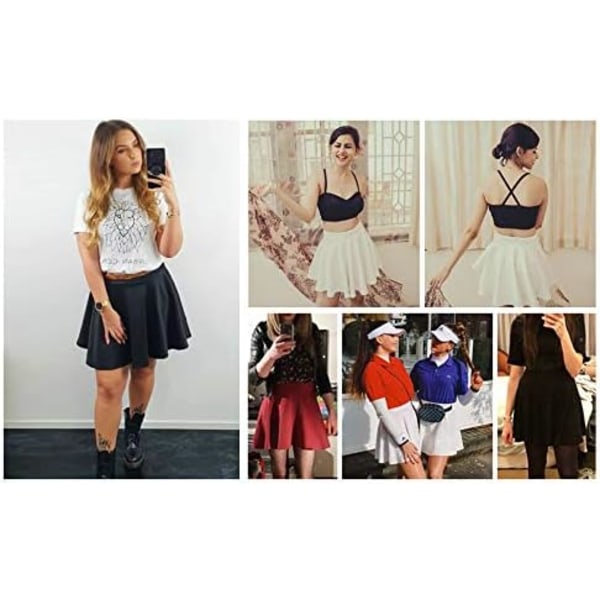 Musta, XL Retro Polyester Pliseerattu Luisteluhame Basic Mini/Midi/Avoin Hame