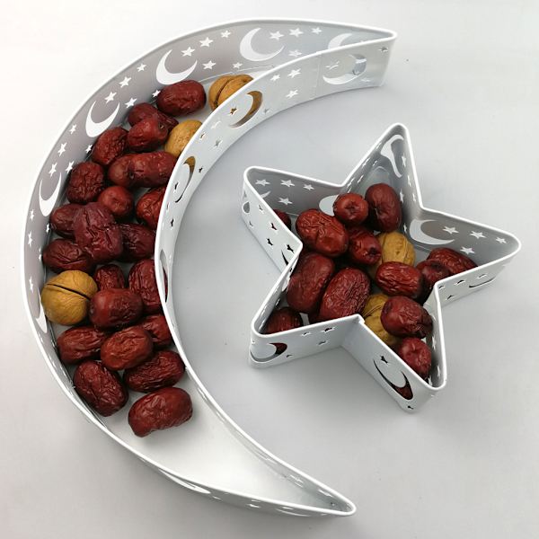 Eid Mubarak Serveringsbrett i Smijern med Måne og Stjerne Ramadan Dekorasjon Festutstyr