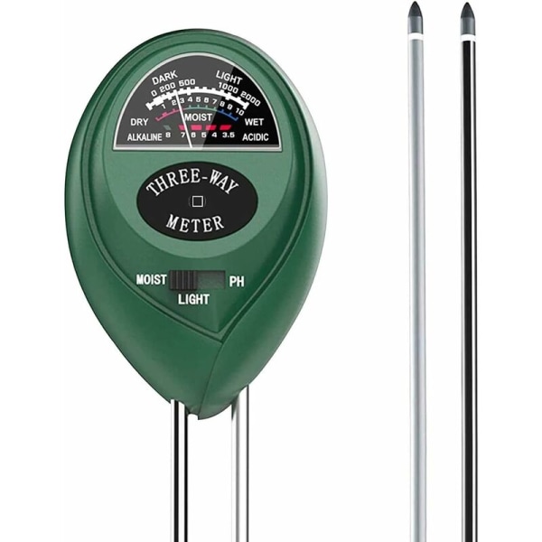- 3 i 1 jordtester, jord pH-tester, jordfuktighetsmåler, jordlysintensitetsmåler, 3 i 1 jordtester for hage og landbruk (ingen batteri ne