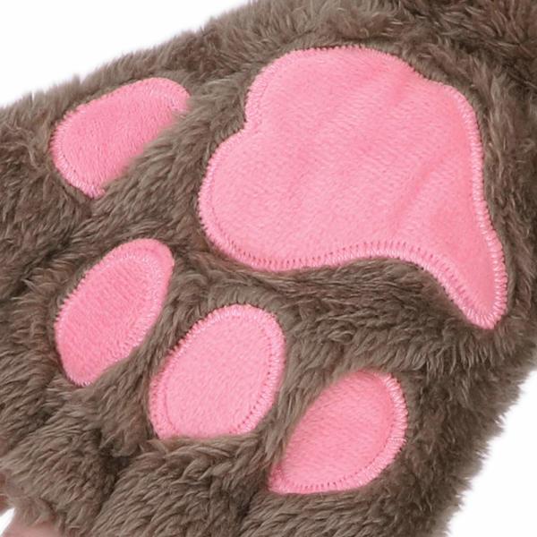Khaki Bear Handsker Børn Kvinder Dyr Klo Handsker Piger Vinter Håndvarmere med Snor Søde Kat Klo Kostume Jul Hånd Ornamenter