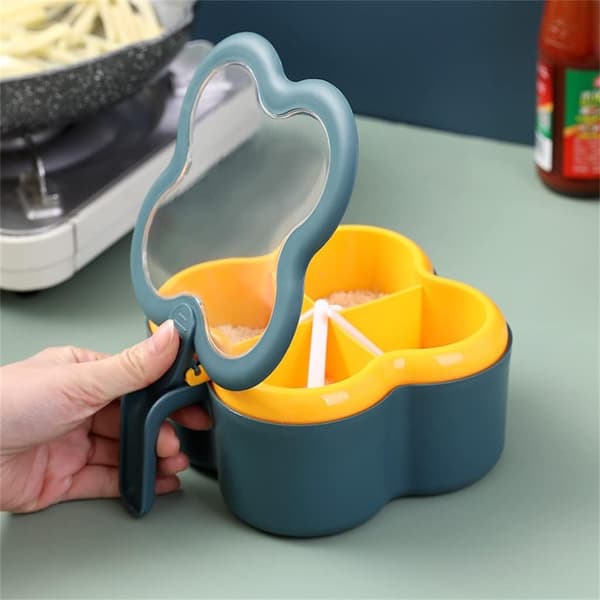 Blå Multi-Grid Krydderboks Med Oppbevaringsstøvel Potted Krydder Skjebeholder Salt Shaker Saline Spice Container