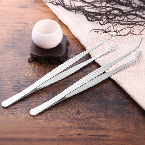 Set med 2 rustfrie pinsetter (sølv)
