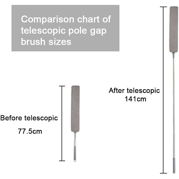 140cm teleskopisk støvklud, mikrofiber støvklud med rustfrit stålskaft, vaskbar fleksibel støvkludsbørste til sofa seng møbler gulv husholdningsstøvklude
