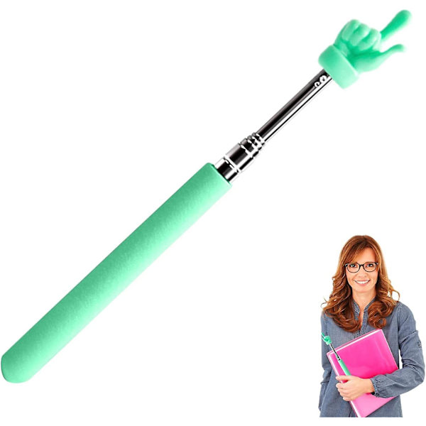 Teleskopisk lärarpekare, Mini Hand Pointers Finger Pointer Stick, Retractable Teacher Pointer, Presentation Tool  Grön