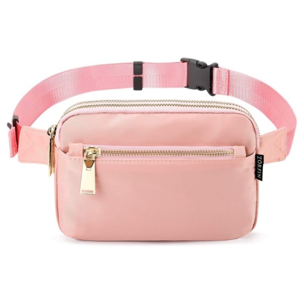Midjeväska för kvinnor (rosa), midjeväska för män, vattentät och elegant, lätt och chic, med 3 dragkedjefickor