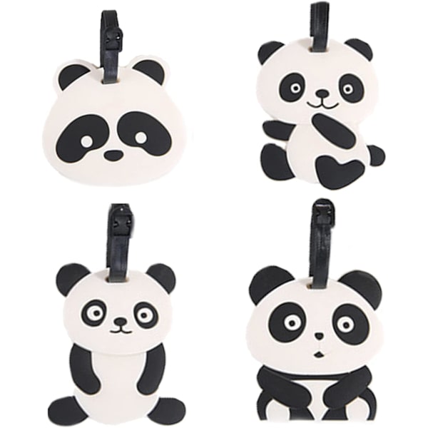 4 kpl matkalaukkutagia, ihanat panda-matkalaukkutagit matkalaukuille, matkatunniste, matkatarvikkeet, nimi, osoite, puhelinnumero, matkamuistot miehille/naisille