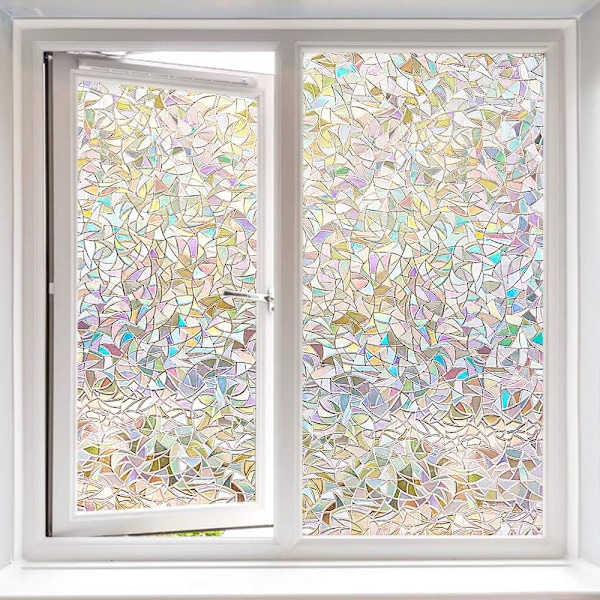 Självhäftande Fönsterfilm Sekretesskydd 3D Limfri Matt Glas Dekorativ Holografisk Dekal för Glasdörr Hem Hus Kök Kontor 45*200