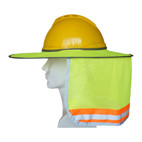 Gul Fuld skygge mesh hals reflekterende hat skygge bygning udendørs solbeskyttelse kan opbevares hård hat solskærm