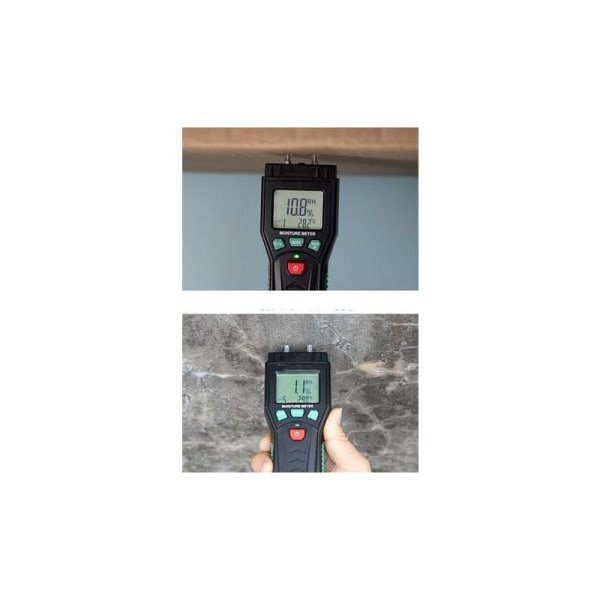 Træfugtighedsmåler, træfugtighedstester med 7 tilstande, dataholdfunktion, planter, cement, område 0,0 %～60,0 %, med LCD-baggrundsbelysning