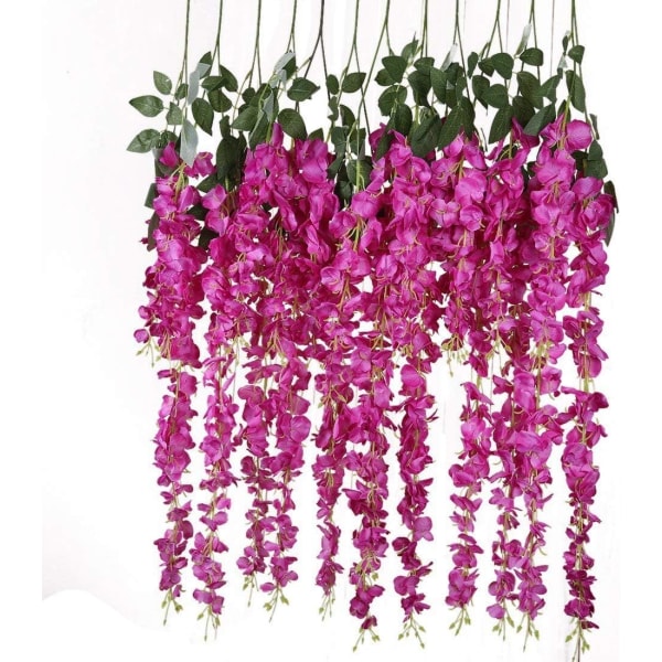 12 STK 3,6 fod kunstige blomster Fake Wisteria Realistic Silk Ro