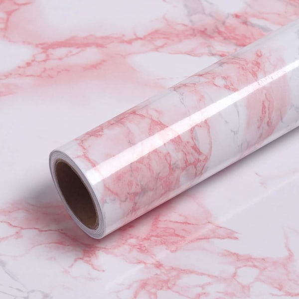 Rosa marmor tapet 60 cm × 200 cm självhäftande papper för möbler S