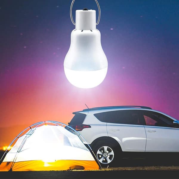 LED solcellelyspære, 2-delt camping solcellelyssæt med 3W solpanel, egnet til udendørs, vandreture, camping og fisketure.