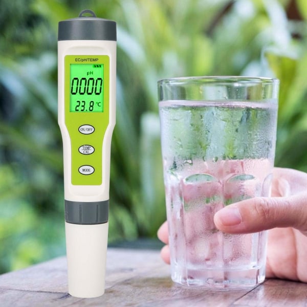 Digital TDS-vattenkvalitetstestare - PH, EC och termometer 3 i 1, 0-9999 ppm noggrannhet, PPM-mätare för testning av dricksvatten, kaféer, simbassänger, A