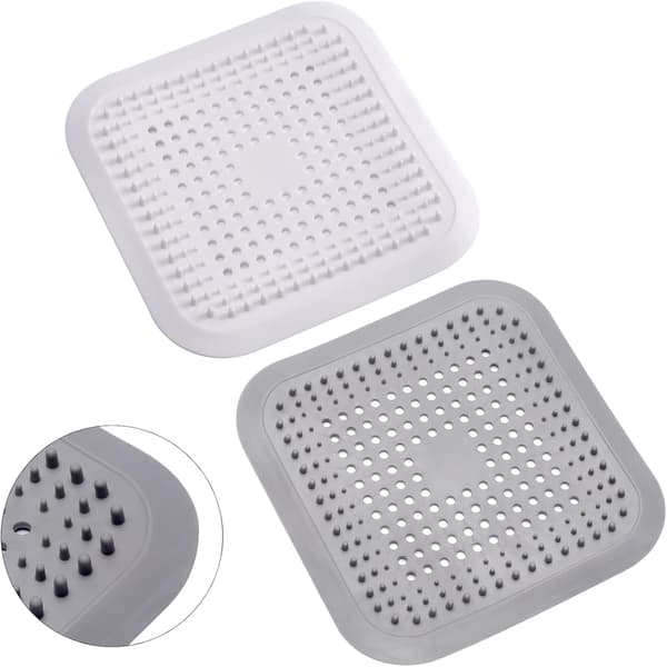 Set med 2 silikonavloppsskydd med sugkopp, universell diskhossil (vit + grå)