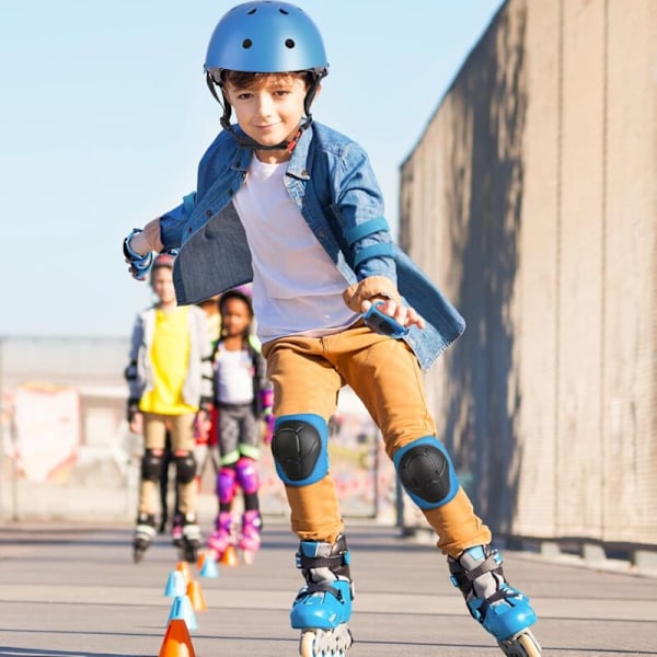Barnebeskyttelse for rulleskøyter, Hjelm/Knebeskyttelsessett for barn som går på rulleskøyter 3 til 10 år gammel, Beskyttelsesutstyr for skateboard, sykler, Sc