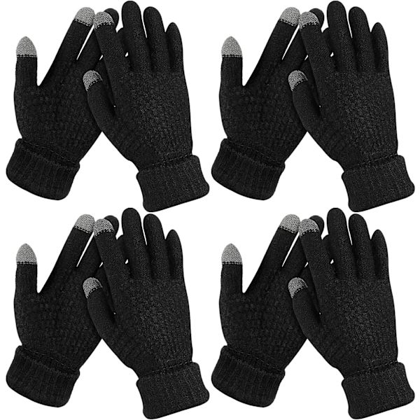 4 par dam vinter touch screen handskar termisk fleecefodrade stickade handskar elastisk manschett vinterhandskar