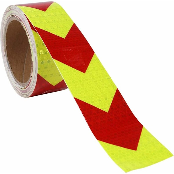 Rød/Gul - Refleksstripe pil, refleksvarselstripe, sikkerhetsbåndrull for transport - 5cm -25m