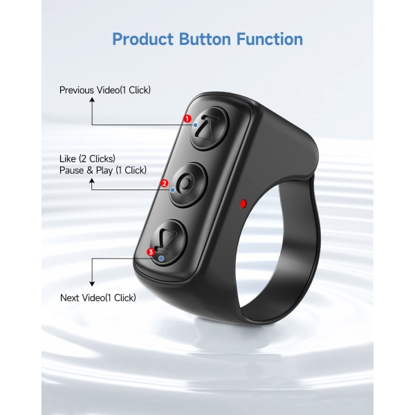 Bluetooth Scroll Ring - Trådlös fjärrkontroll för kamera (Svart)
