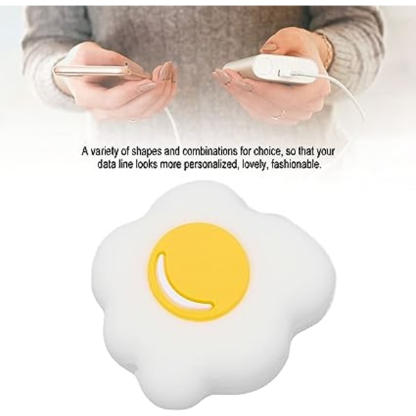 (3-Pack) Søt, posjert egg ladekabelbeskytter, USB-datakabel